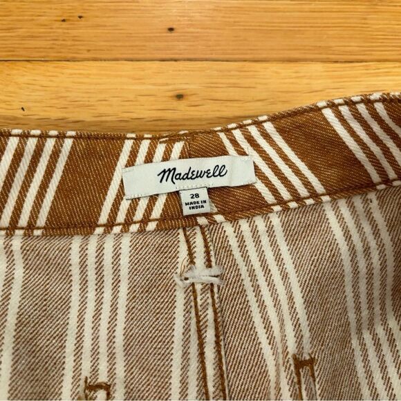 Madewell brown/tan white stripe wide leg crop jeans/ pants - Picture 6 of 6